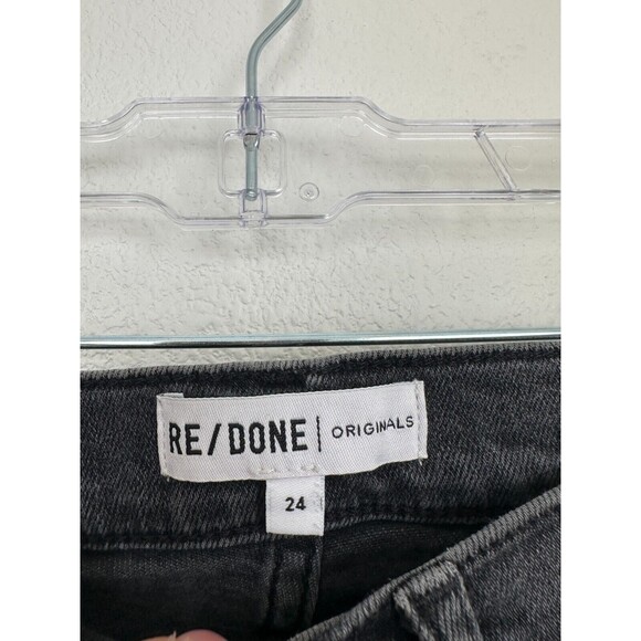 Re/Done Women's High Rise Ankle Crop in Dusty Char Button Fly Black Size 24 - Picture 5 of 8